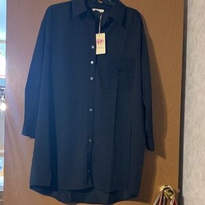 Entro Elegant Black Button Down blouse